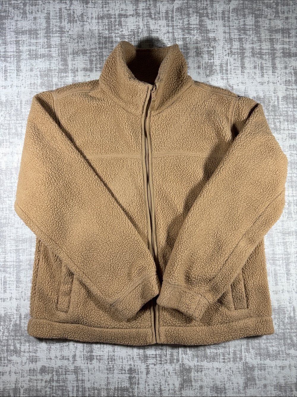 GAP Men's Tan Sherpa Zip-Up Jacket size Medium 23.5X21.5PTP